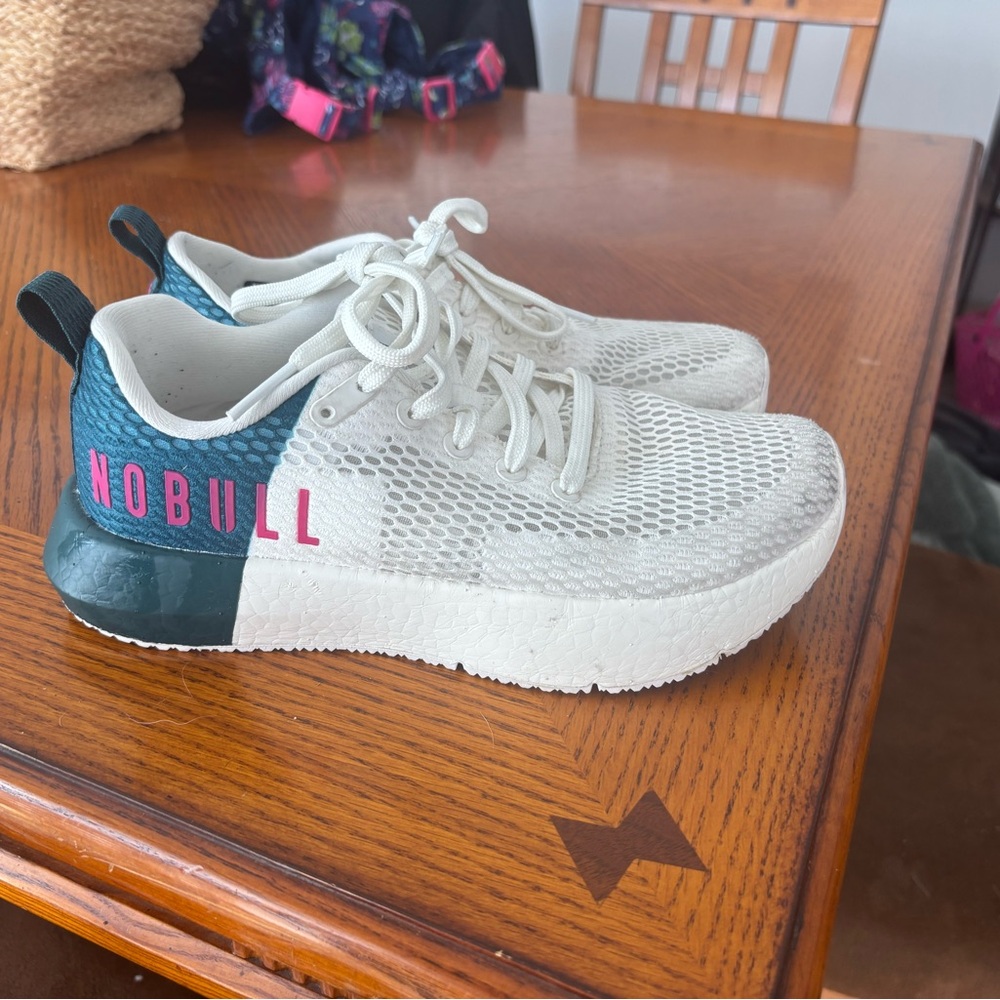 NOBULL White and Teal Sneakers